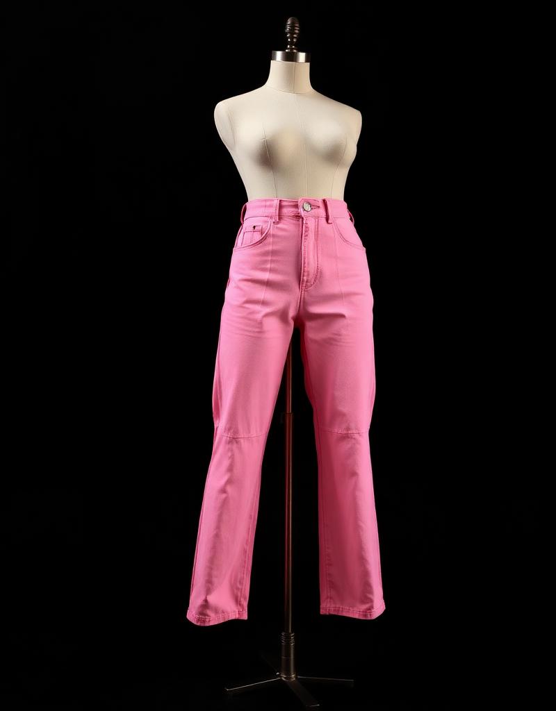 Hot pink high-waist jeans